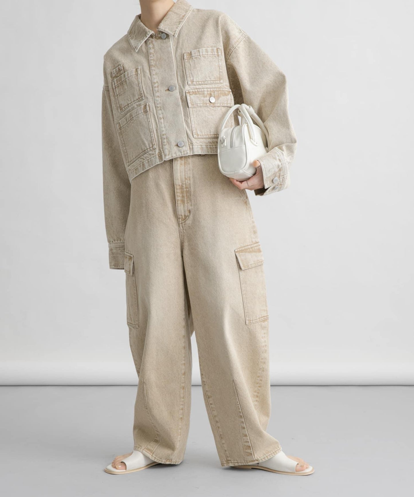 弧形工裝牛仔褲