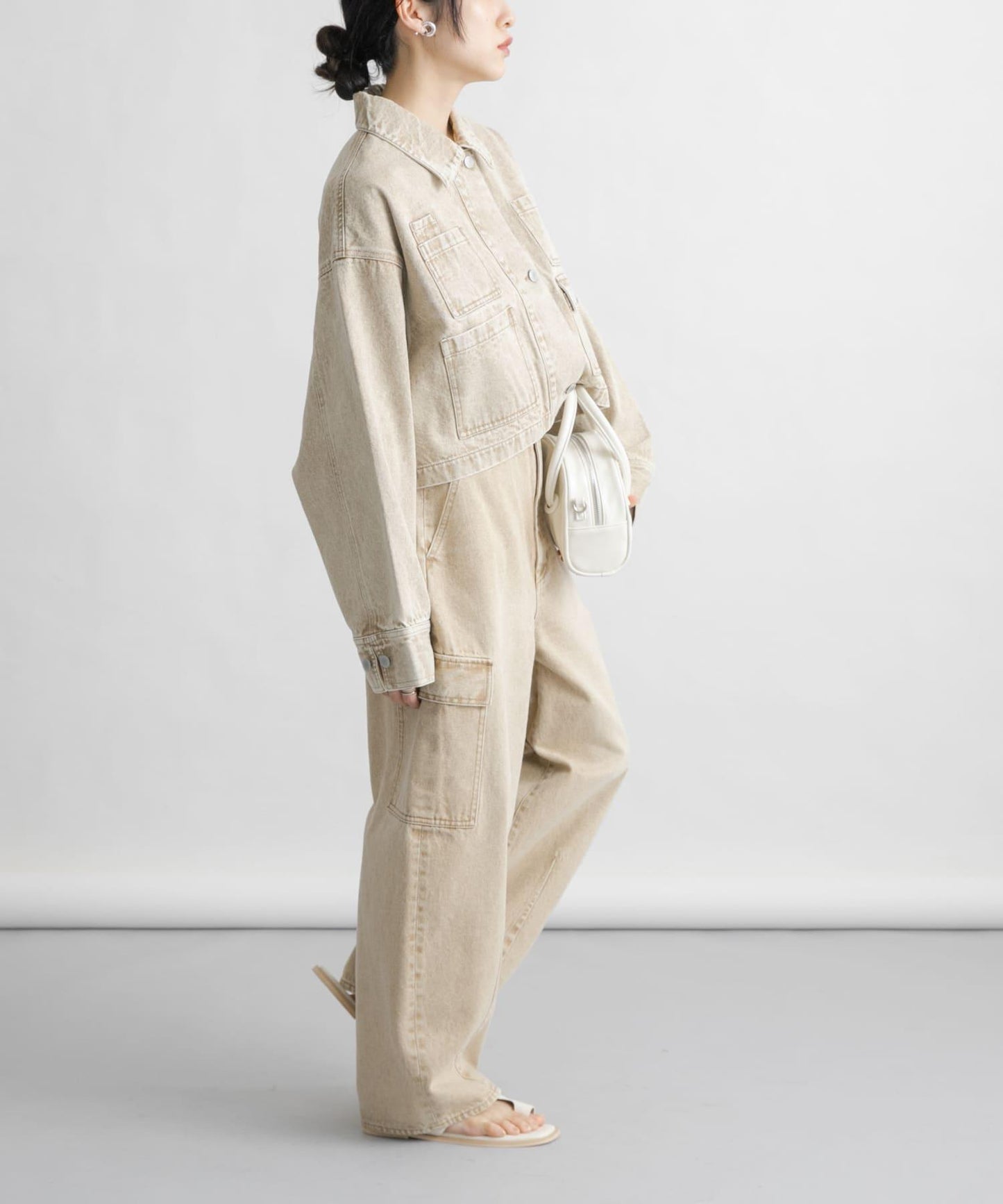 弧形工裝牛仔褲