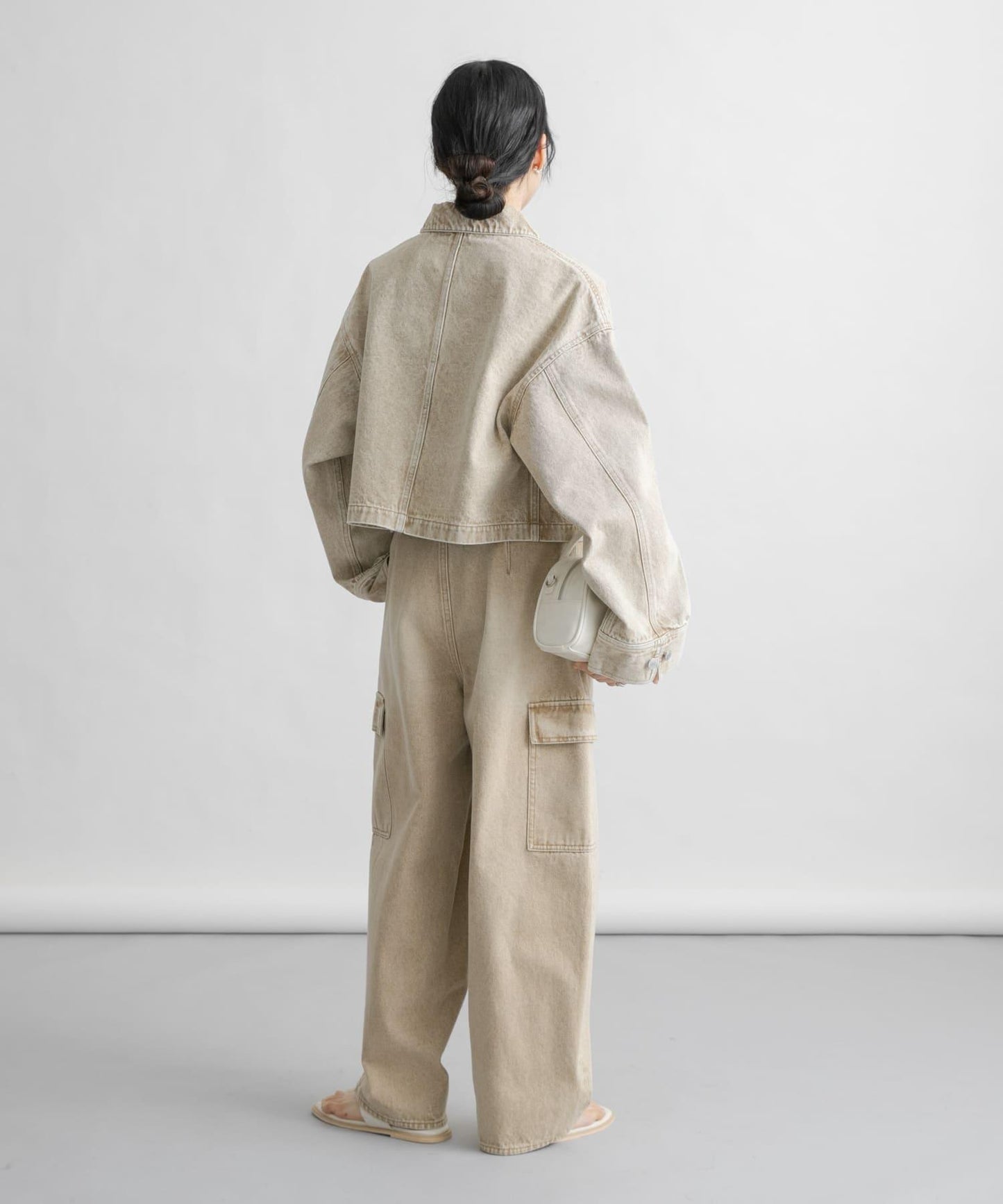 弧形工裝牛仔褲