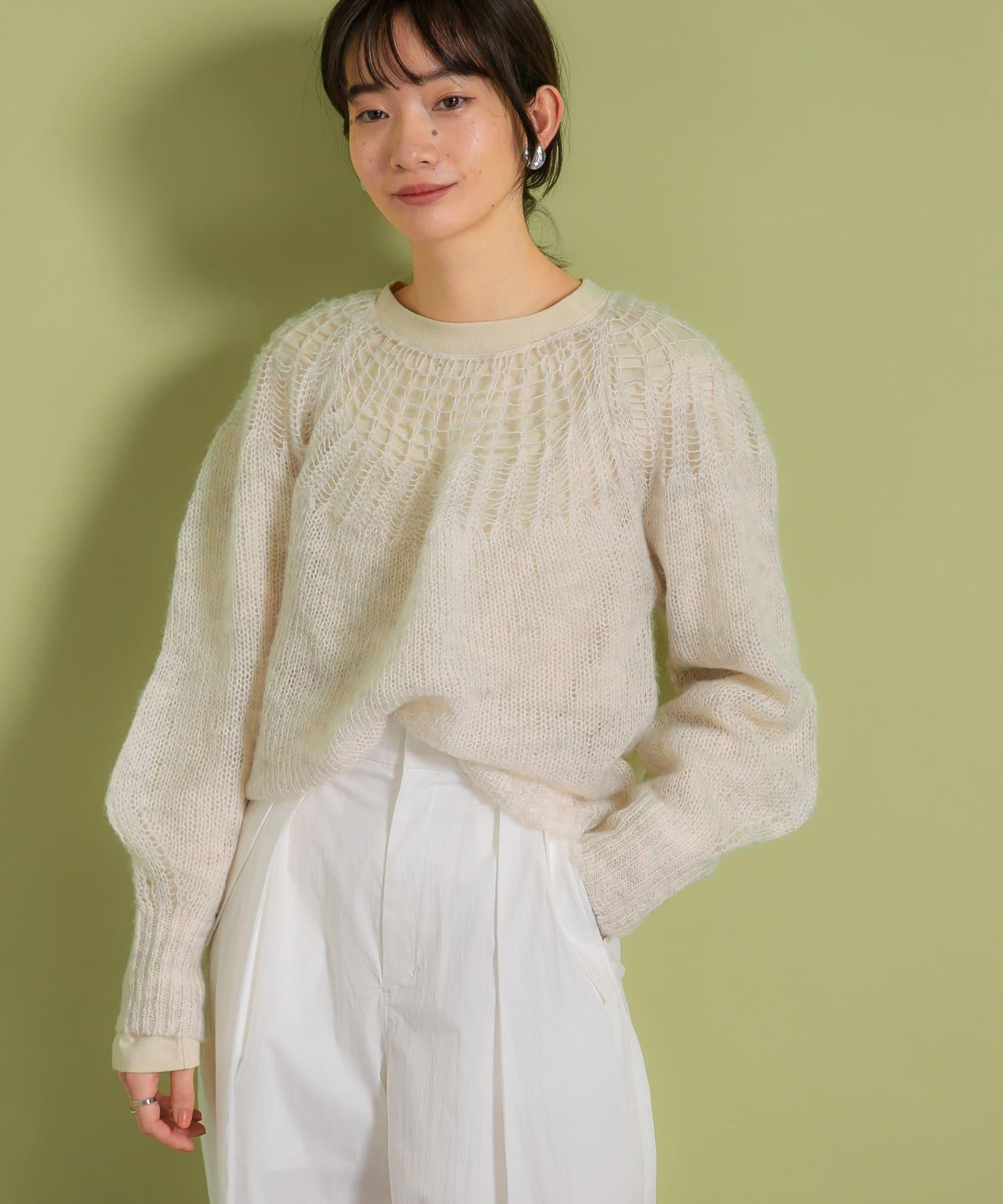 網紗拼接針織衫