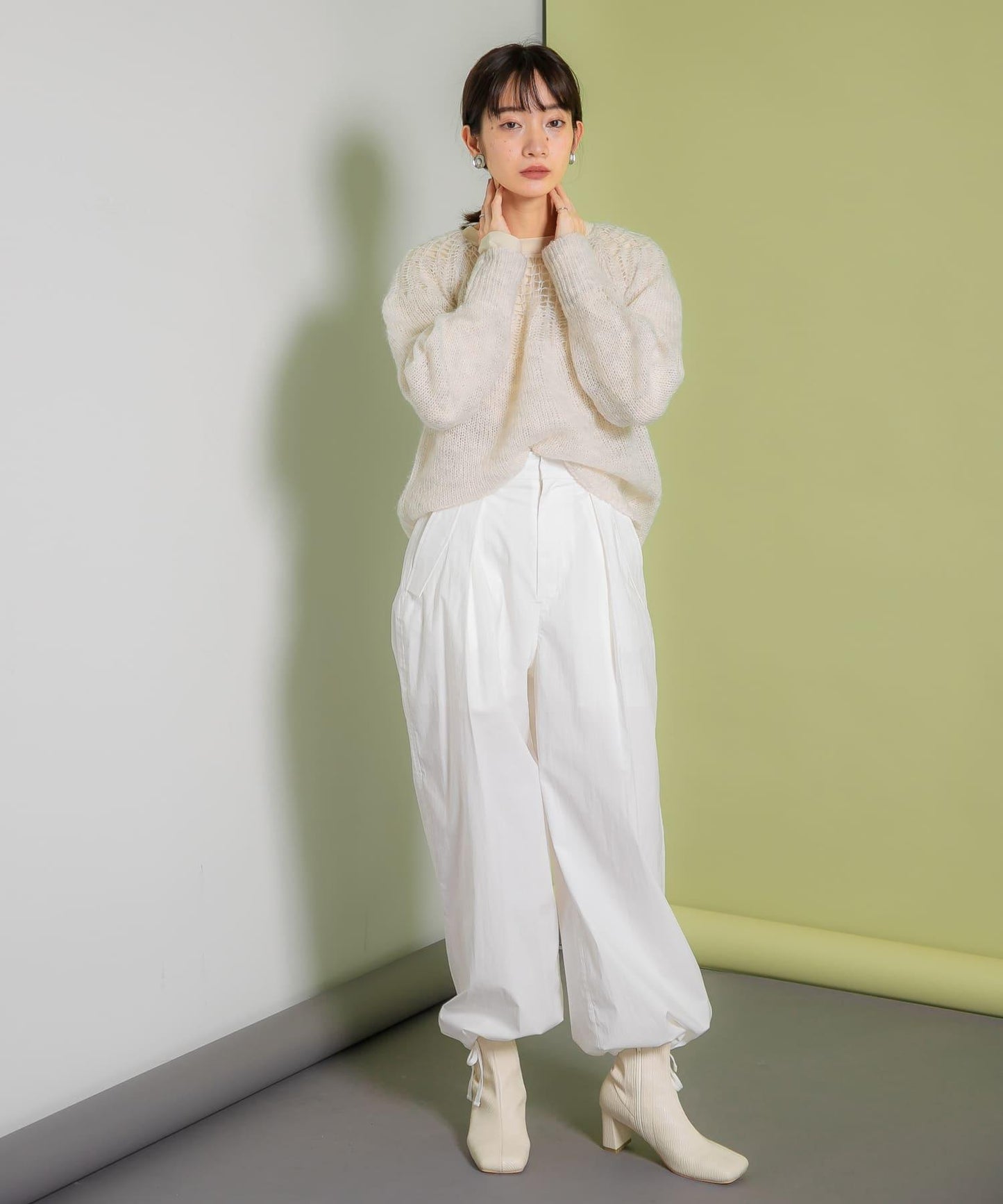 網紗拼接針織衫