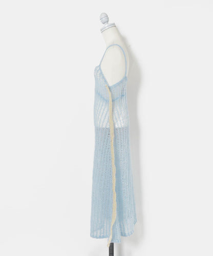 透視馬海毛吊帶連衣裙