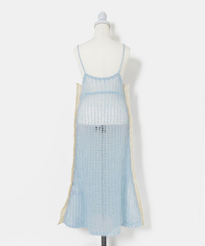 透視馬海毛吊帶連衣裙