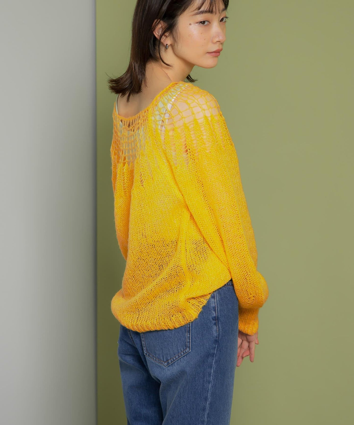 網紗拼接針織衫