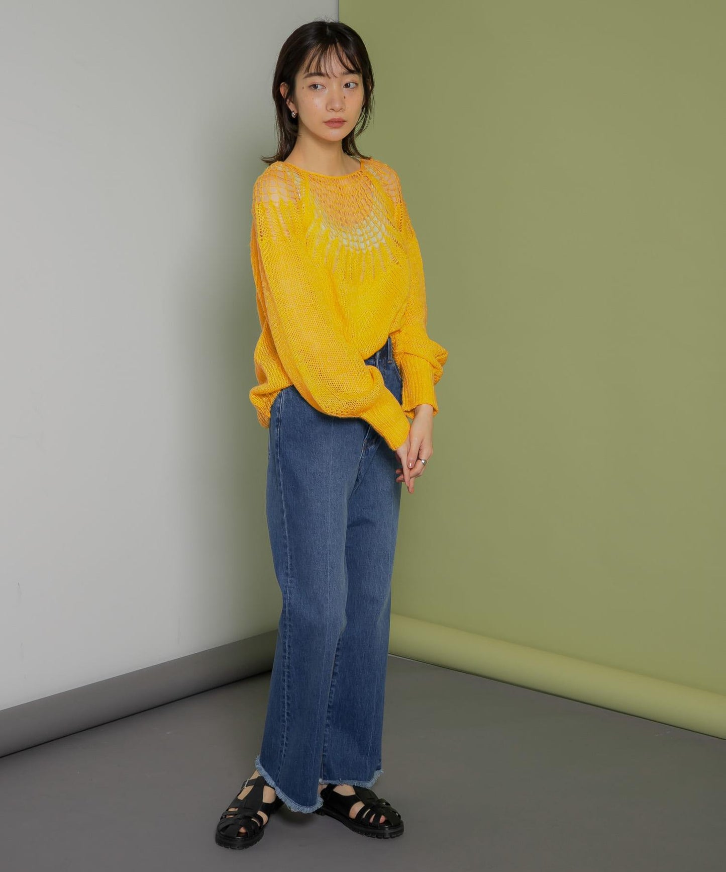 網紗拼接針織衫