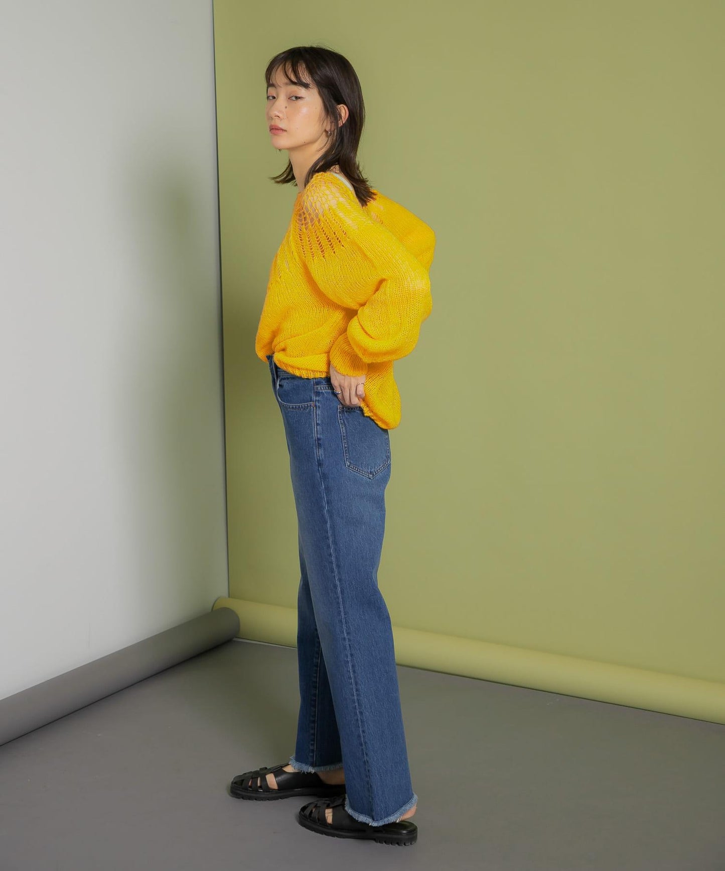 網紗拼接針織衫