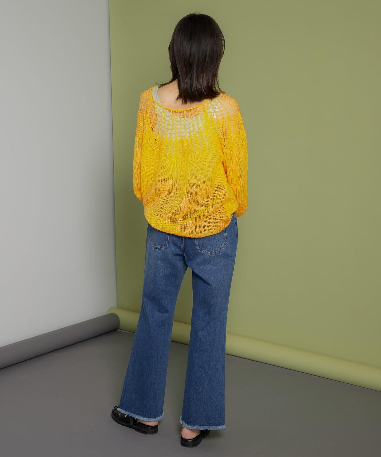 網紗拼接針織衫