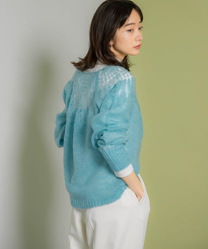 網紗拼接針織衫