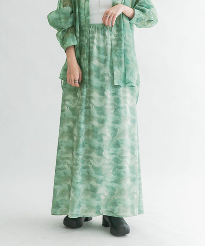 微妙印花長款半身裙