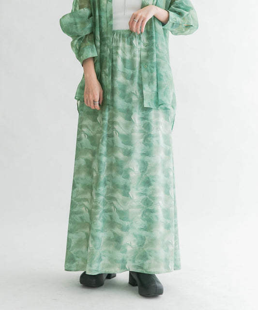 微妙印花長款半身裙