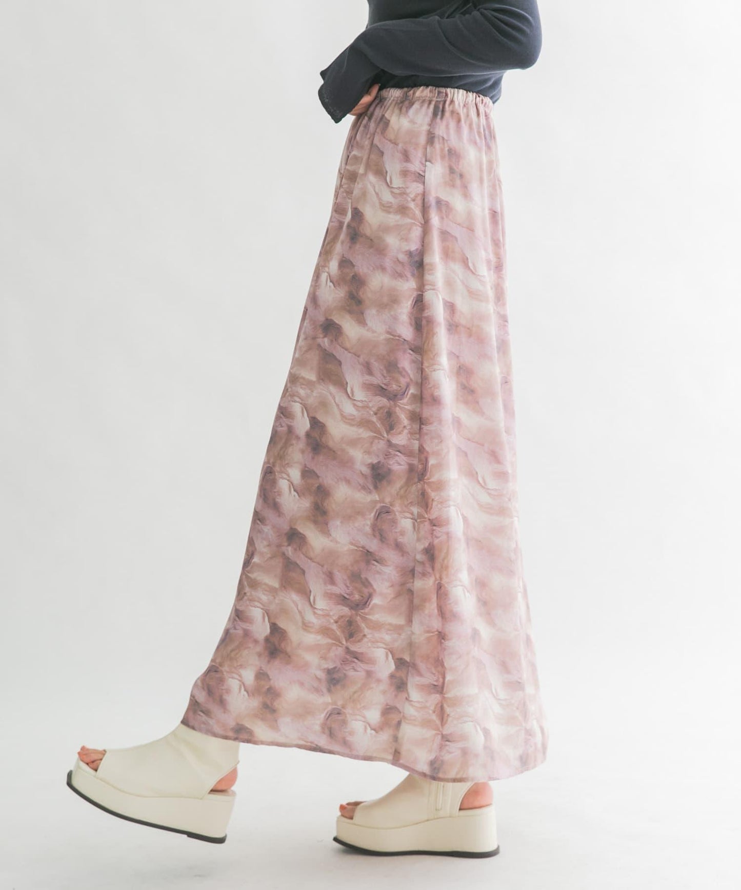 微妙印花長款半身裙