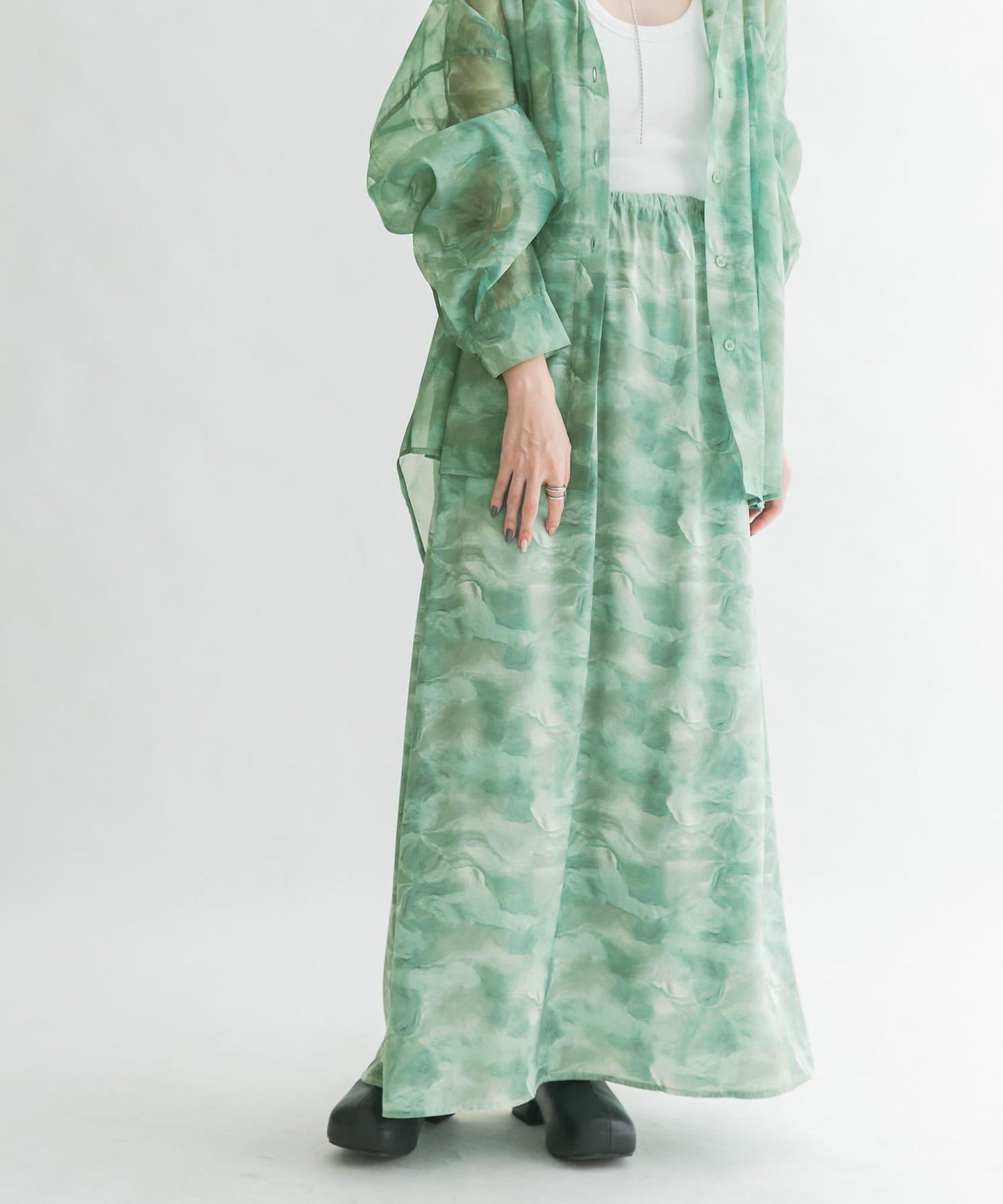 微妙印花長款半身裙