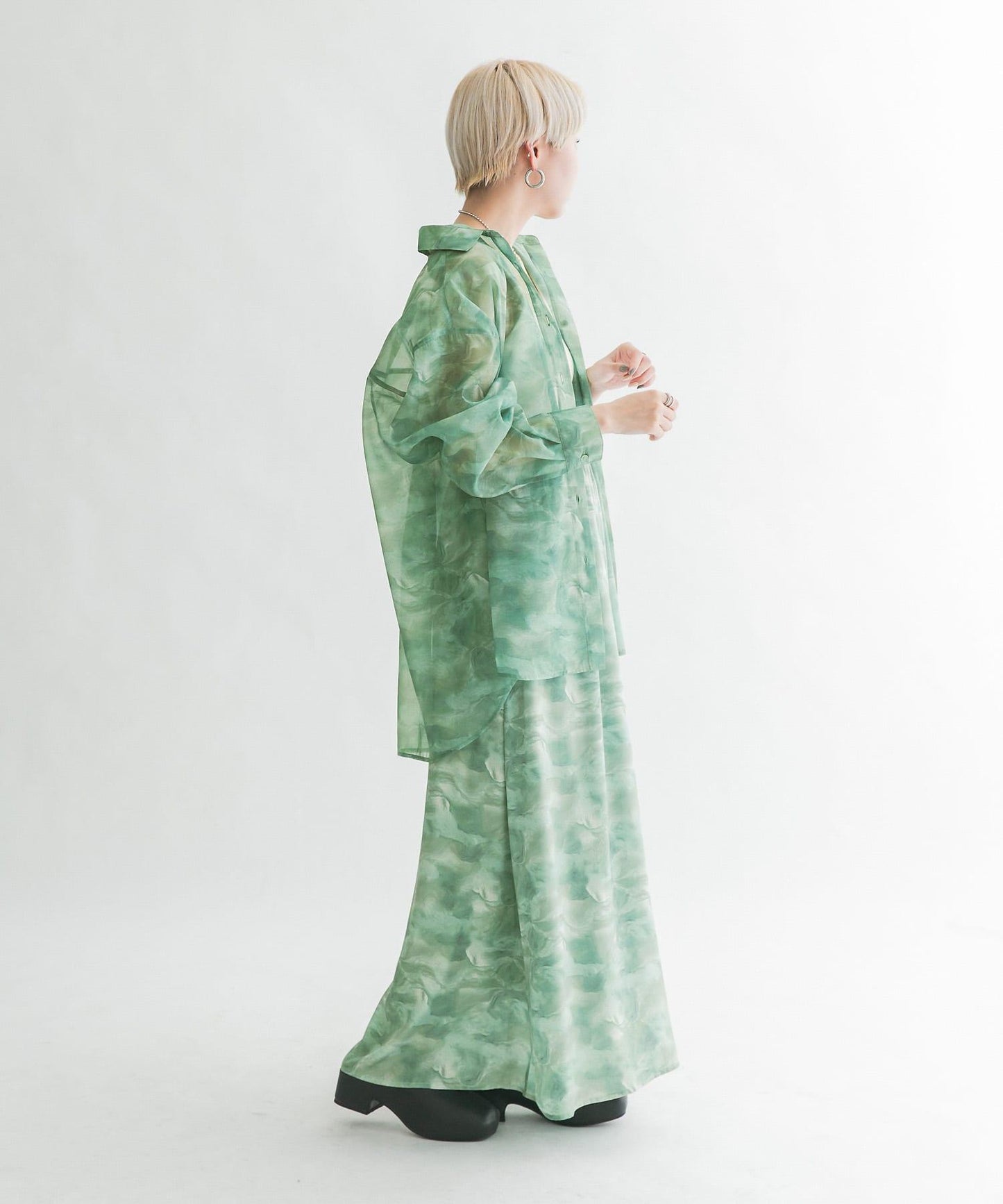 微妙印花長款半身裙