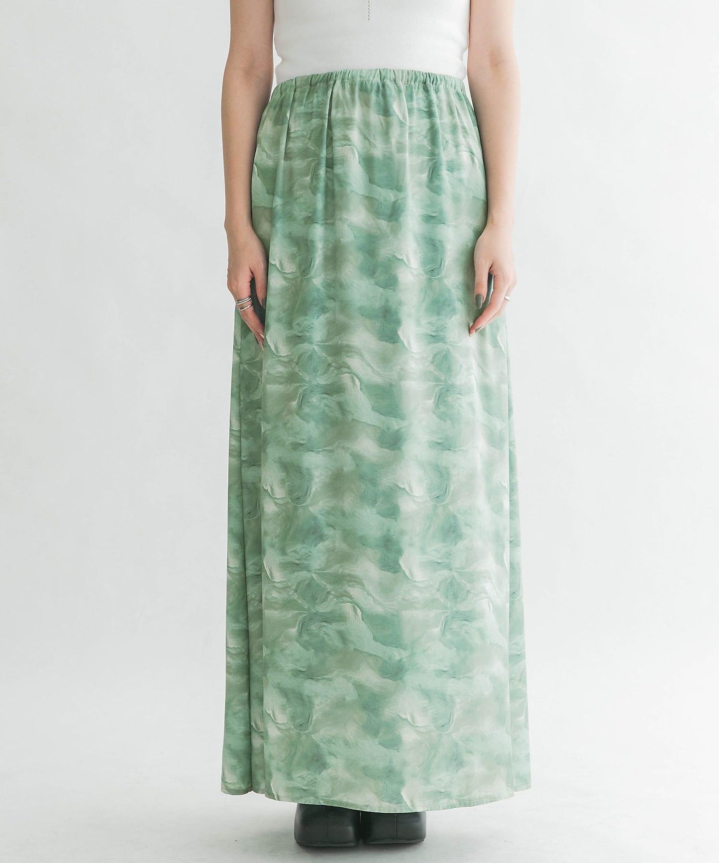 微妙印花長款半身裙