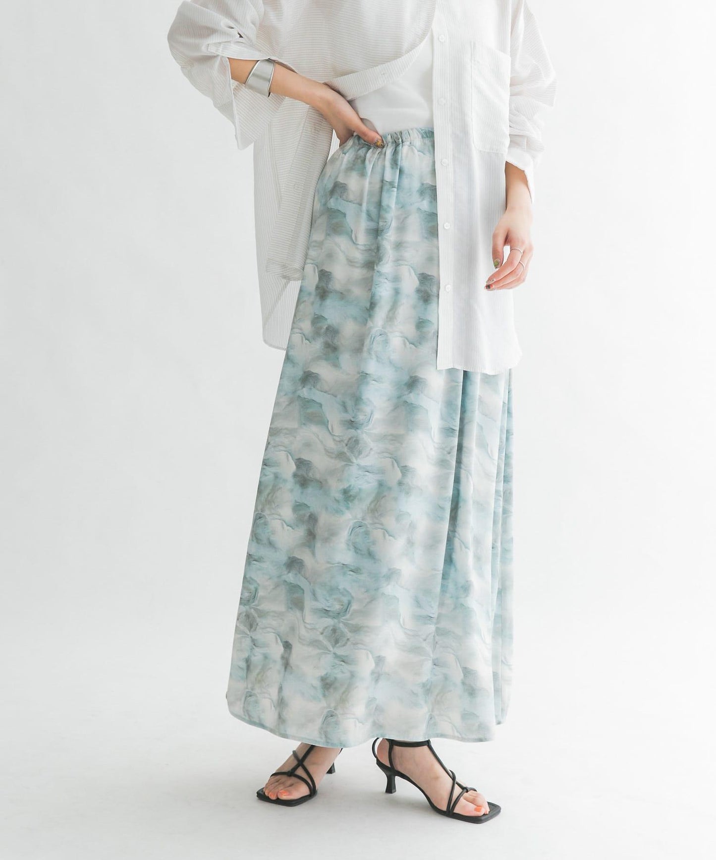 微妙印花長款半身裙