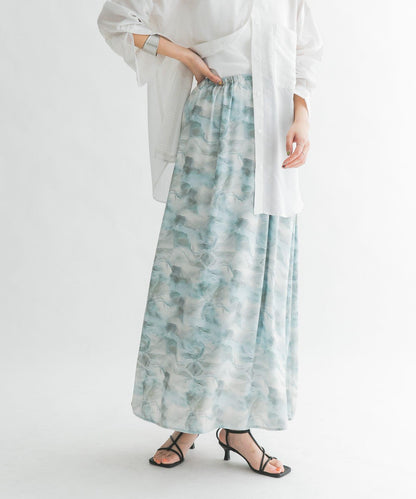 微妙印花長款半身裙