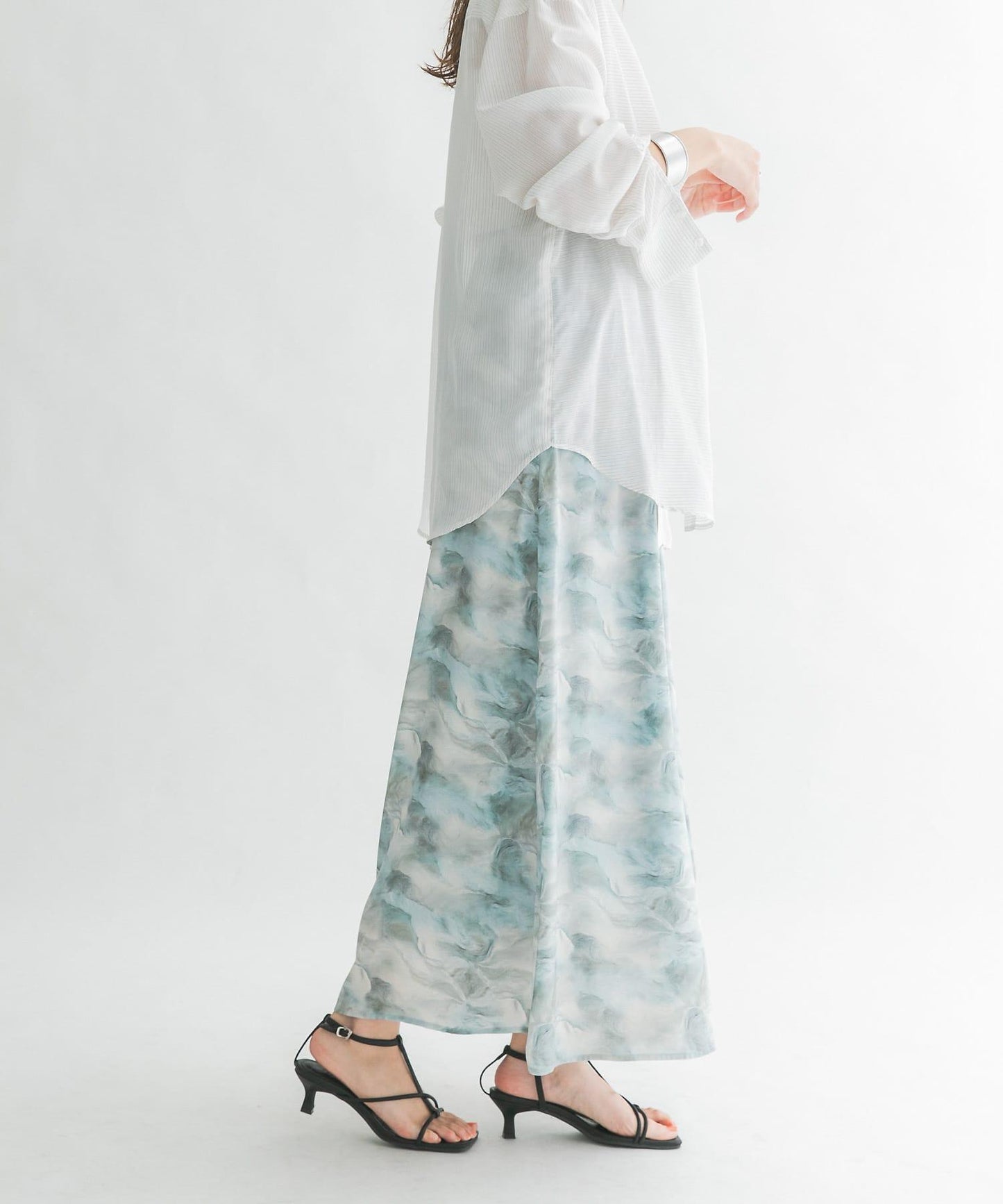 微妙印花長款半身裙