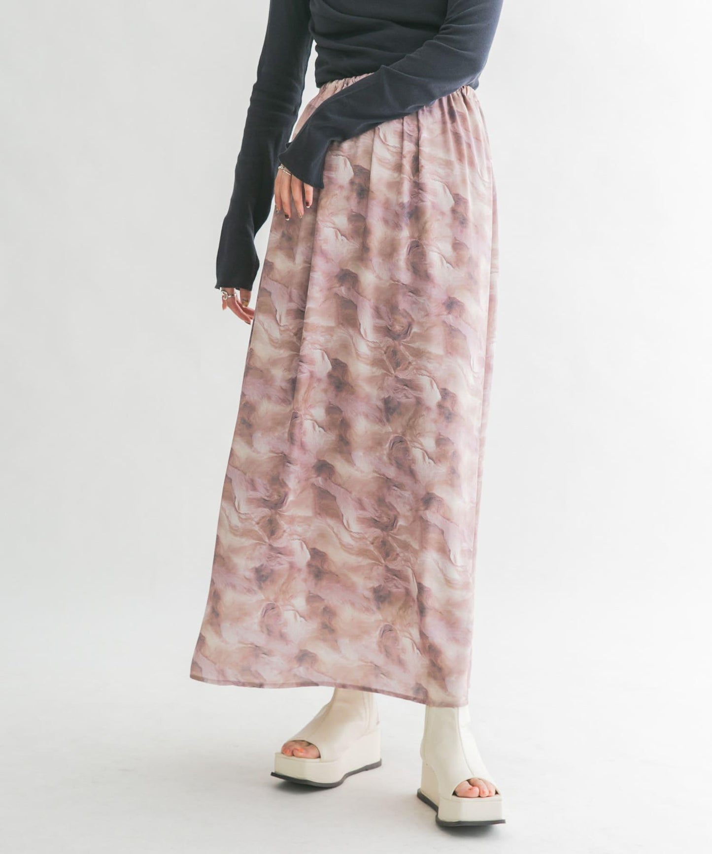 微妙印花長款半身裙