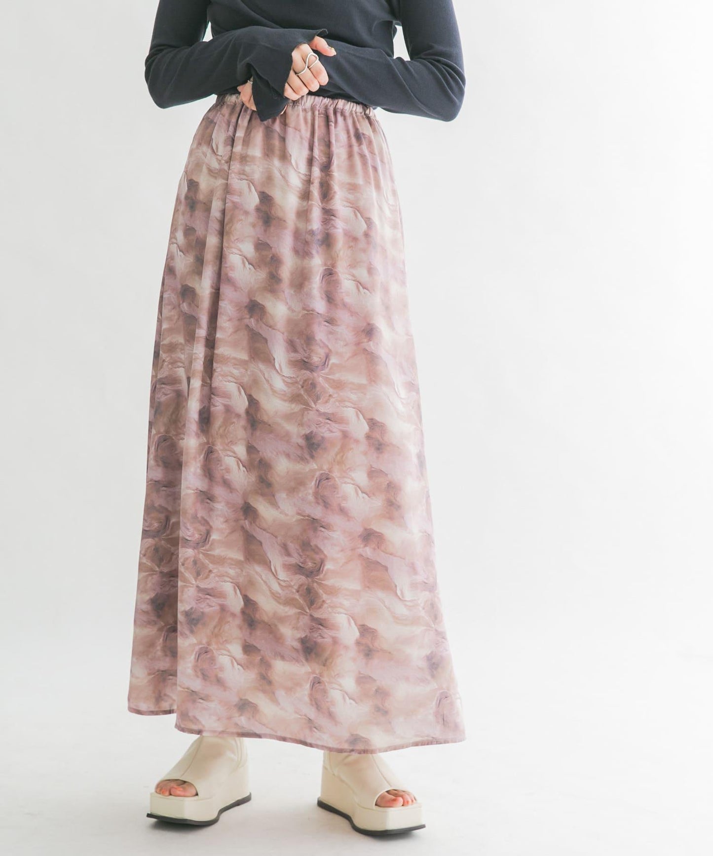 微妙印花長款半身裙