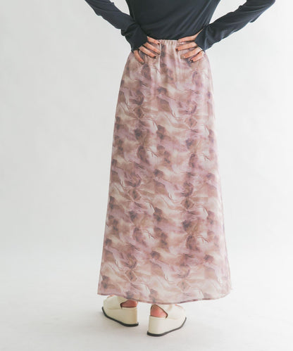 微妙印花長款半身裙