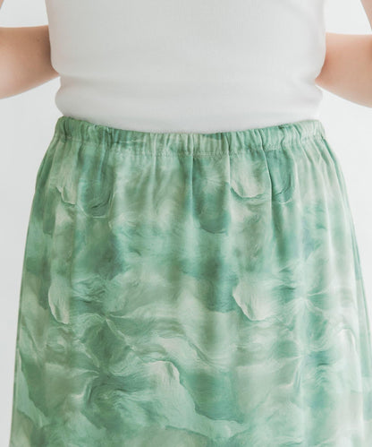 微妙印花長款半身裙