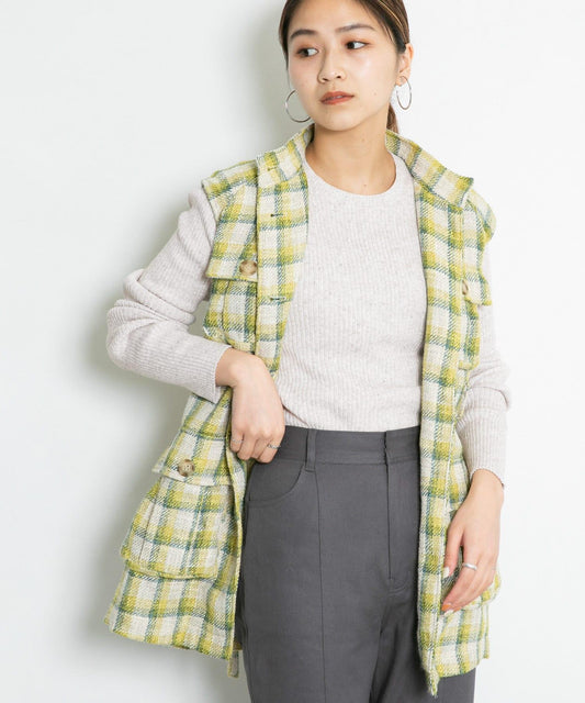 混色羅紋圓領針織衫