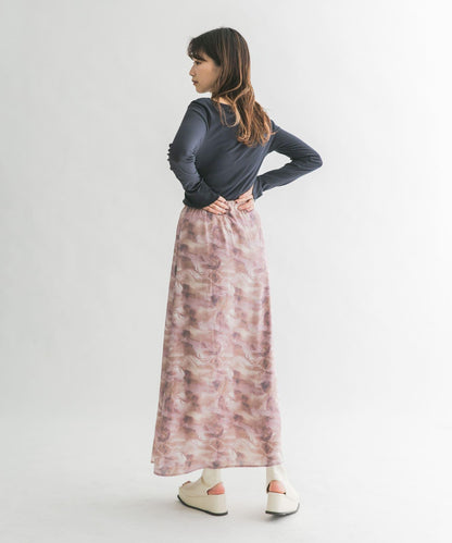 微妙印花長款半身裙