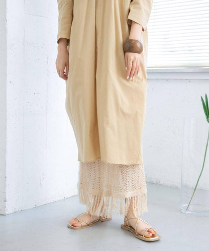 流蘇鏤空針織半身裙