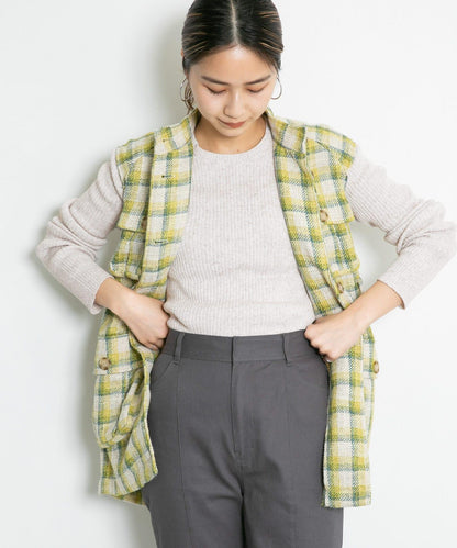 混色羅紋圓領針織衫