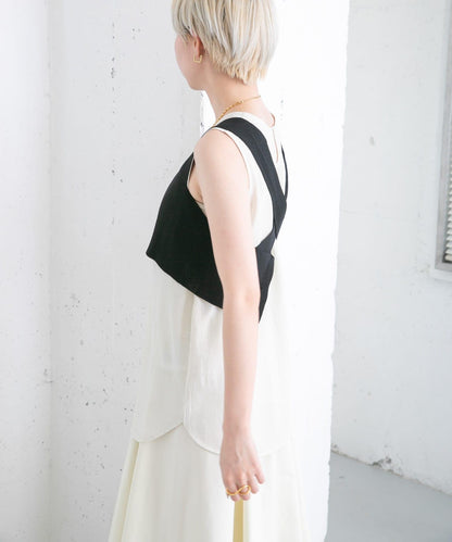 背部交叉針織吊帶背心