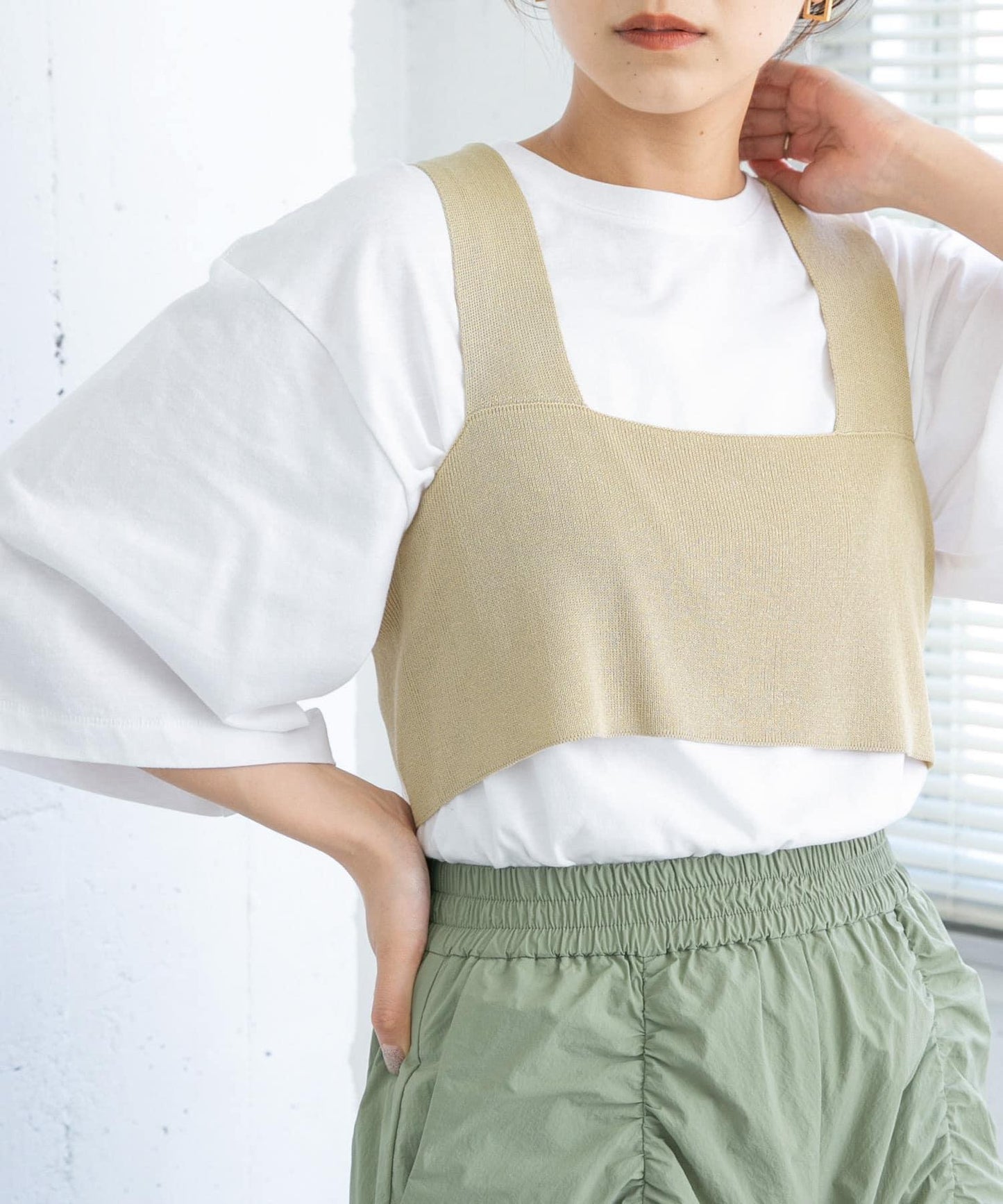 背部交叉針織吊帶背心