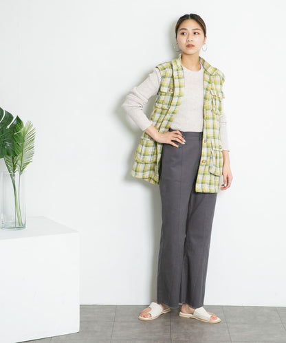 混色羅紋圓領針織衫