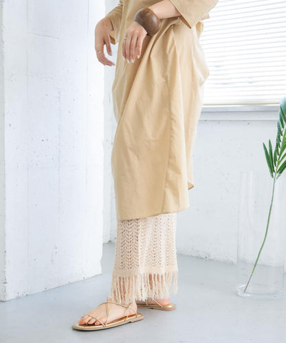 流蘇鏤空針織半身裙