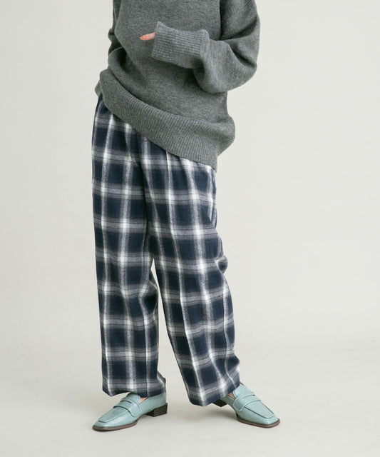 漸變格紋寬鬆長褲