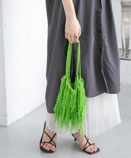 流蘇針織手提包