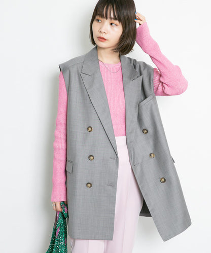 混色羅紋圓領針織衫