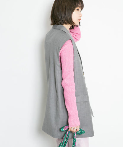 混色羅紋圓領針織衫