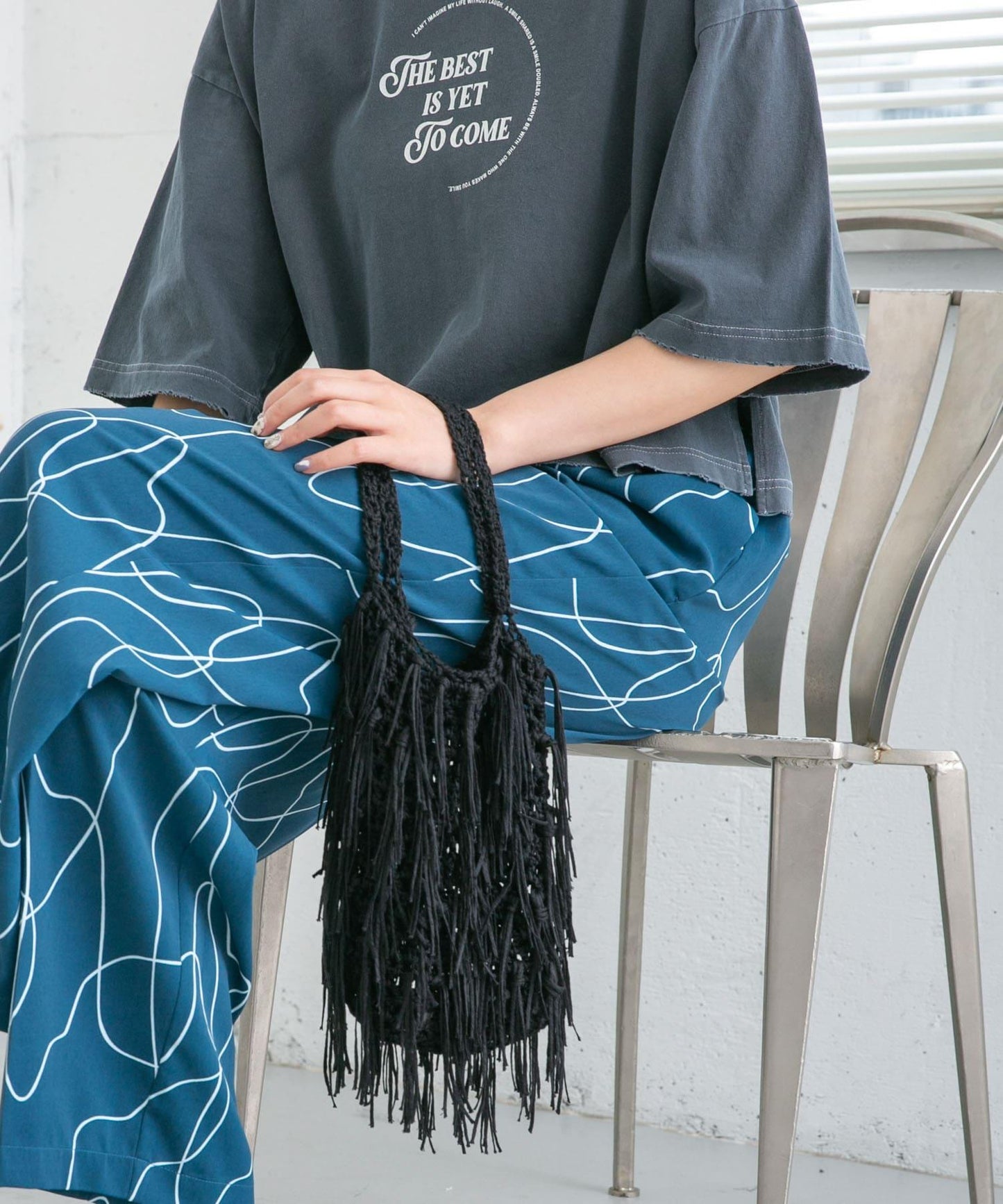 流蘇針織手提包