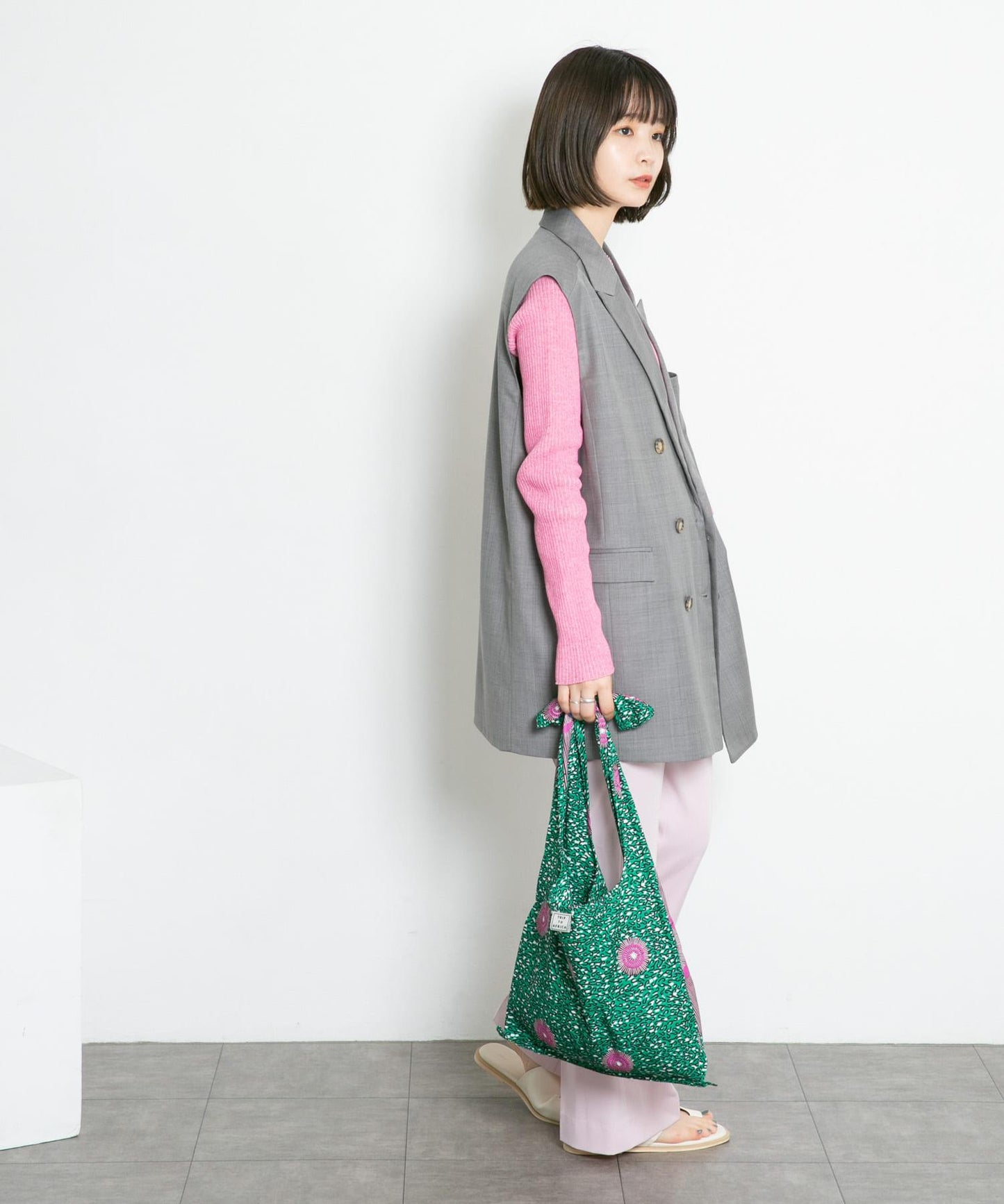 混色羅紋圓領針織衫