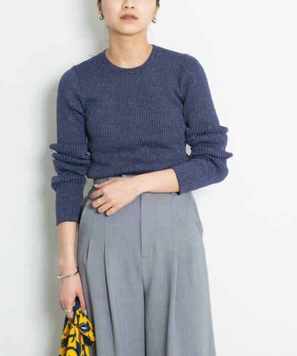 混色羅紋圓領針織衫