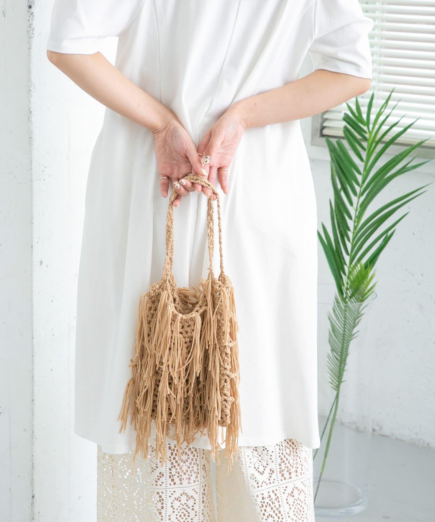 流蘇針織手提包