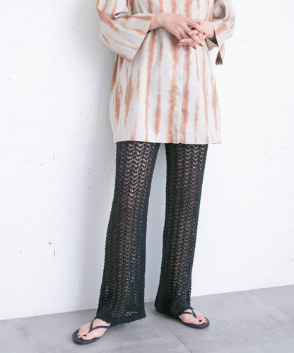 鏤空針織長褲