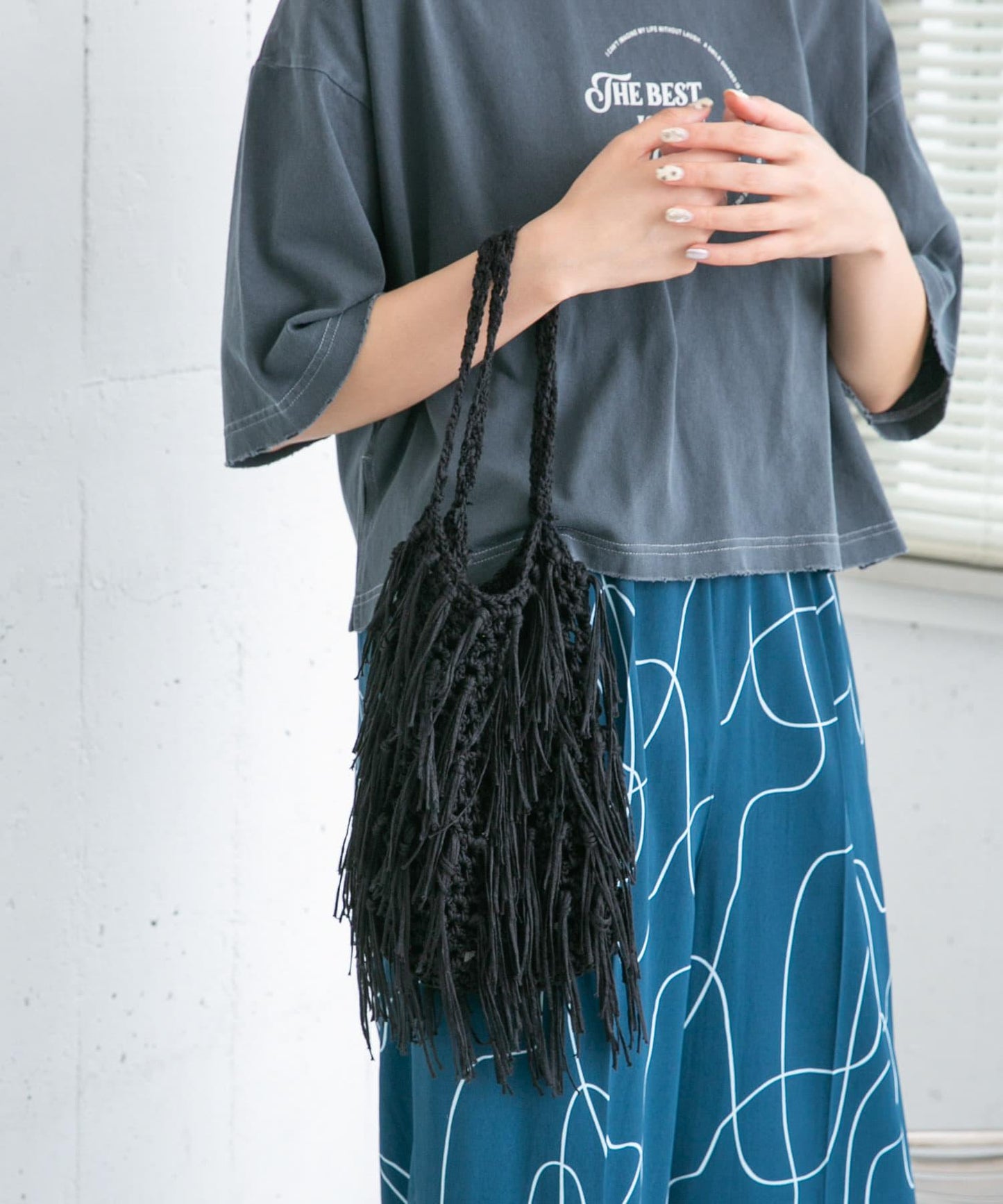 流蘇針織手提包