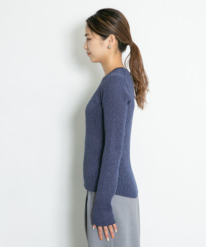 混色羅紋圓領針織衫