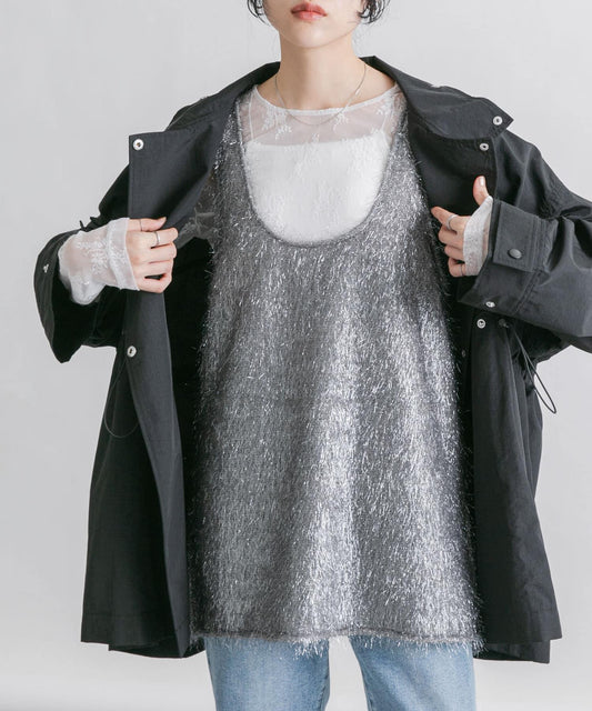 亮片羽毛吊帶上衣