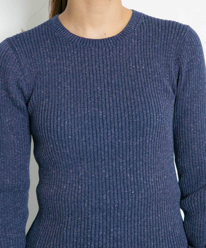 混色羅紋圓領針織衫