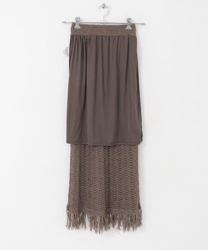 流蘇鏤空針織半身裙