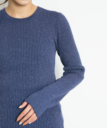 混色羅紋圓領針織衫