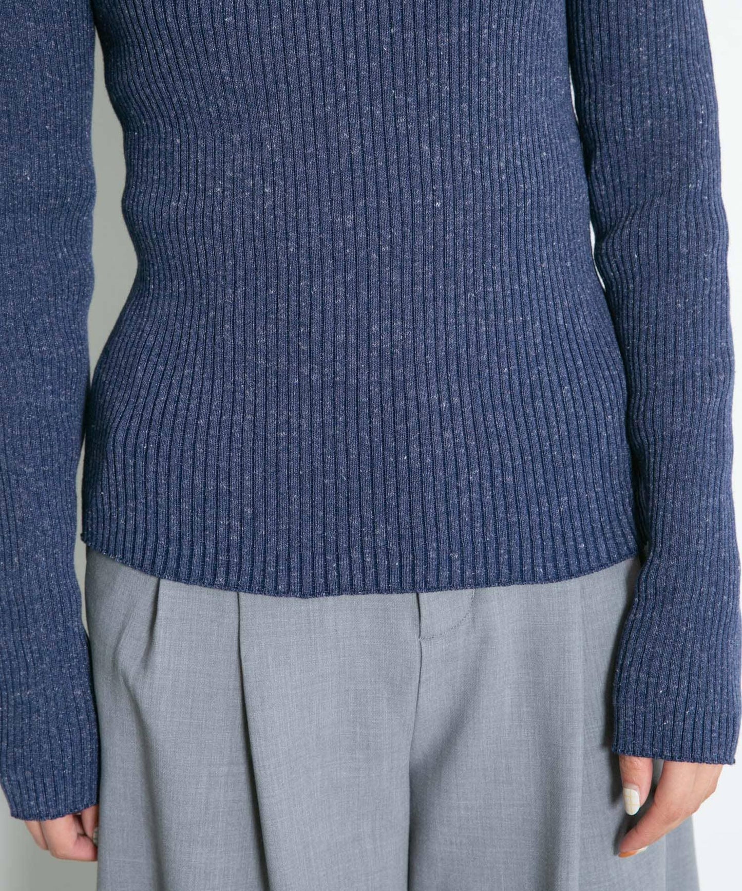 混色羅紋圓領針織衫