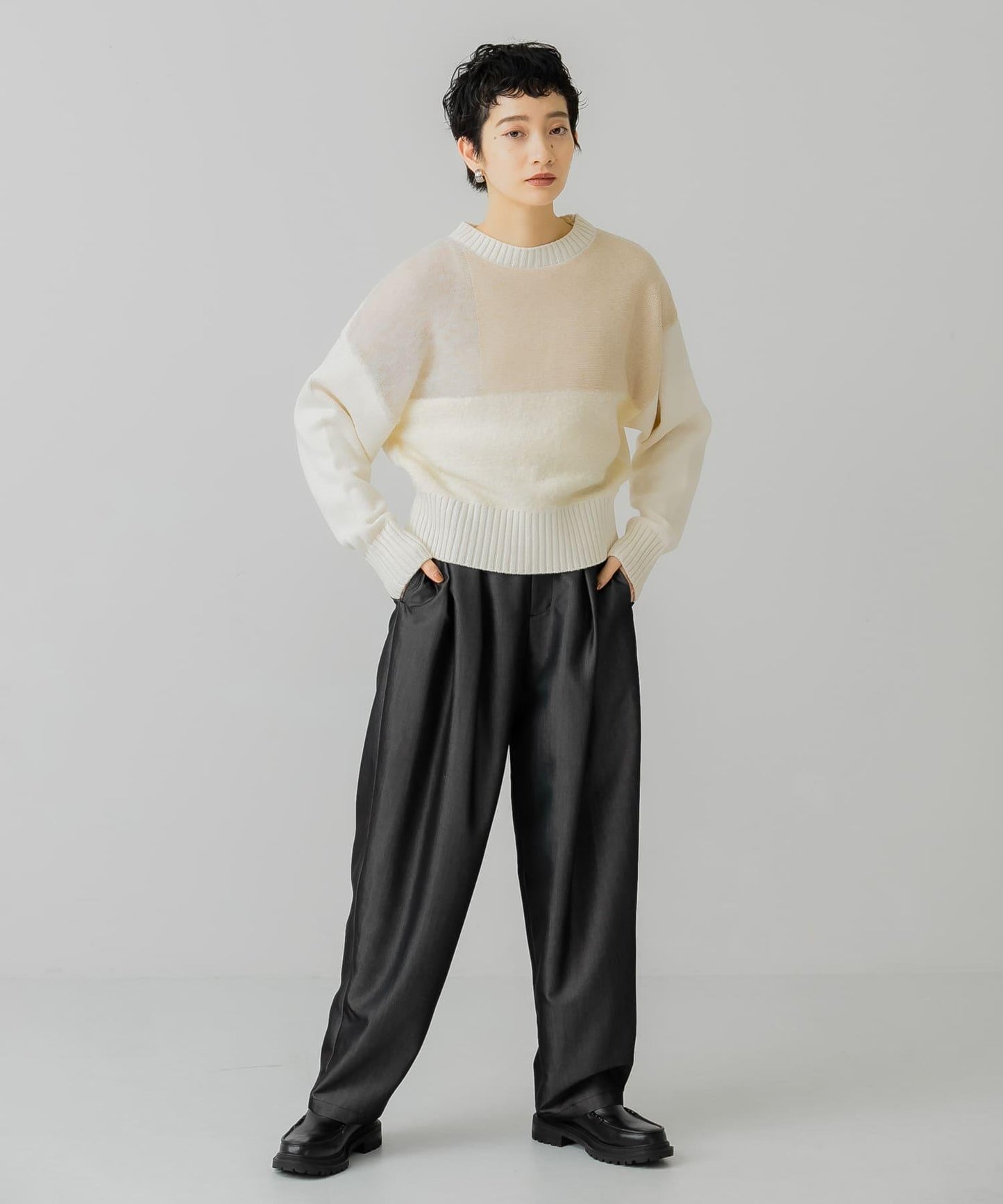 繭型剪裁長褲